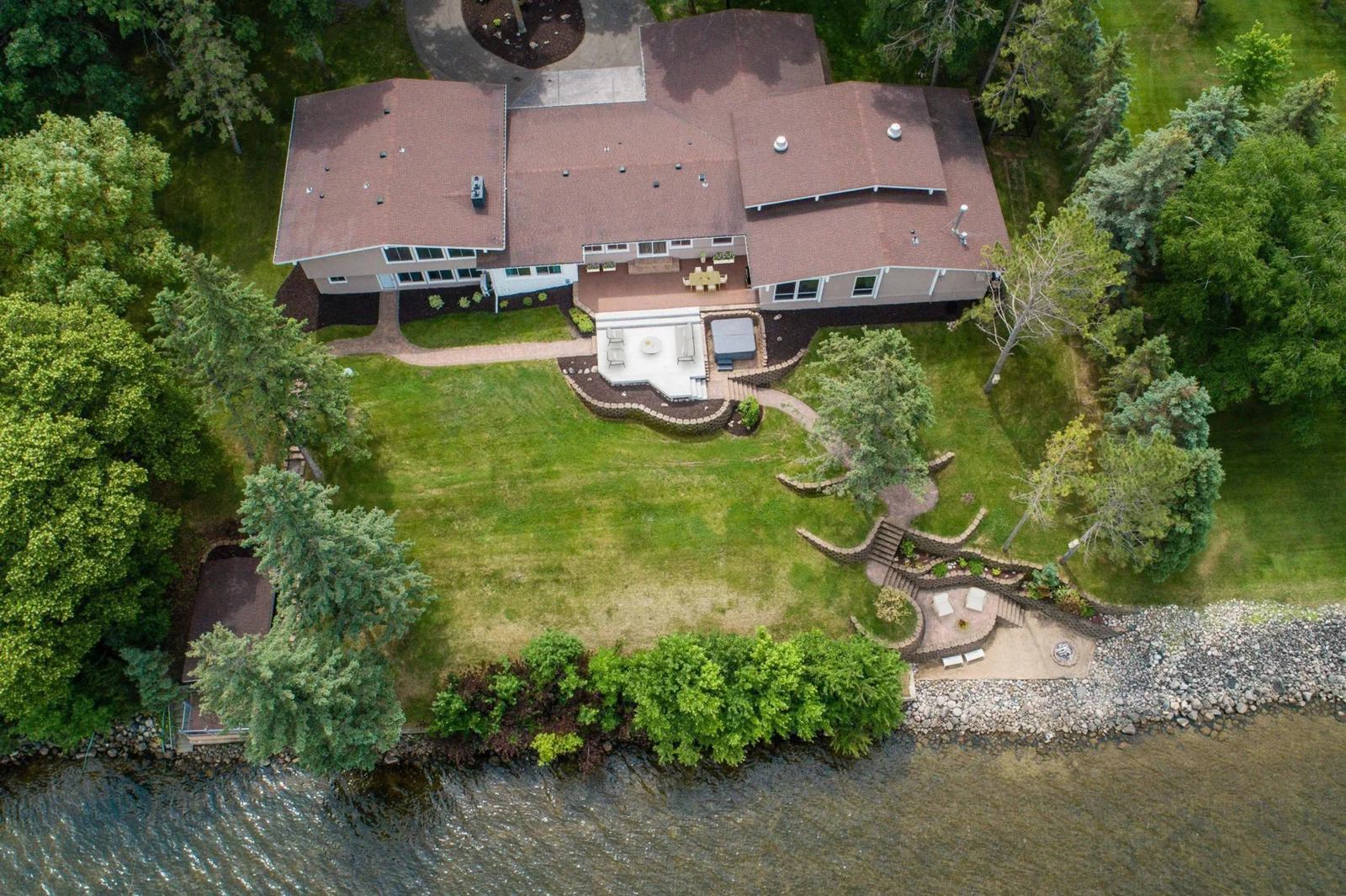 Lake side aerial view *Digitally staged