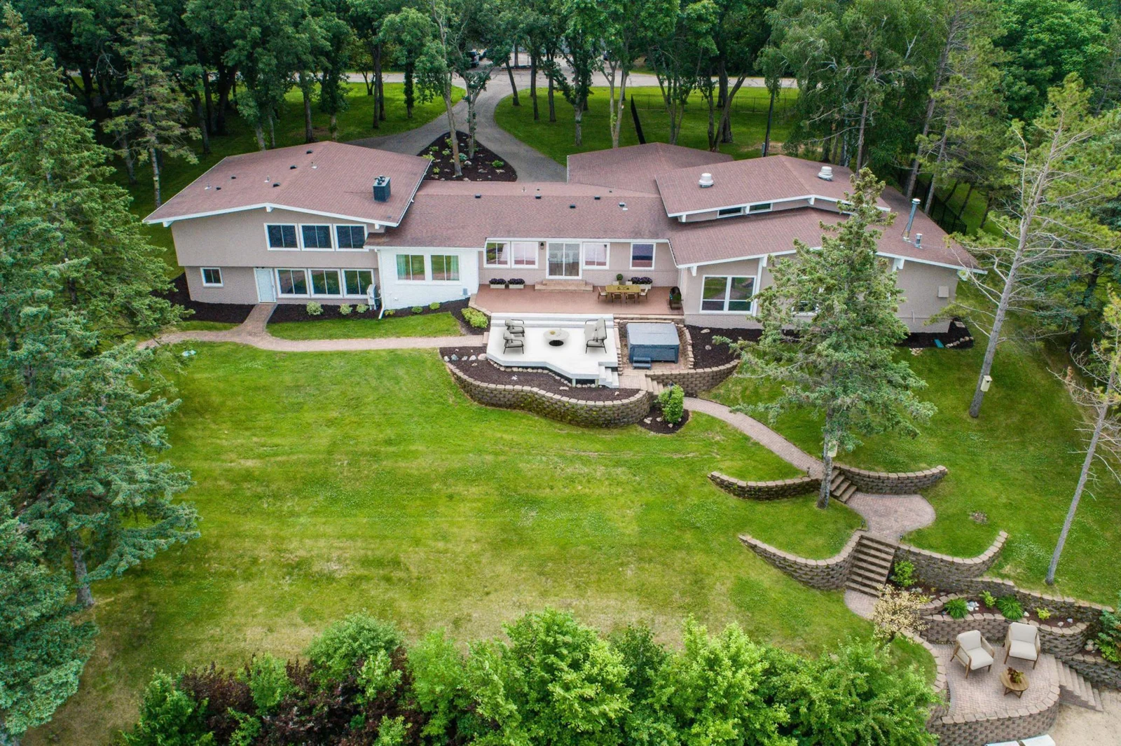 Lake side aerial view *Digitally staged