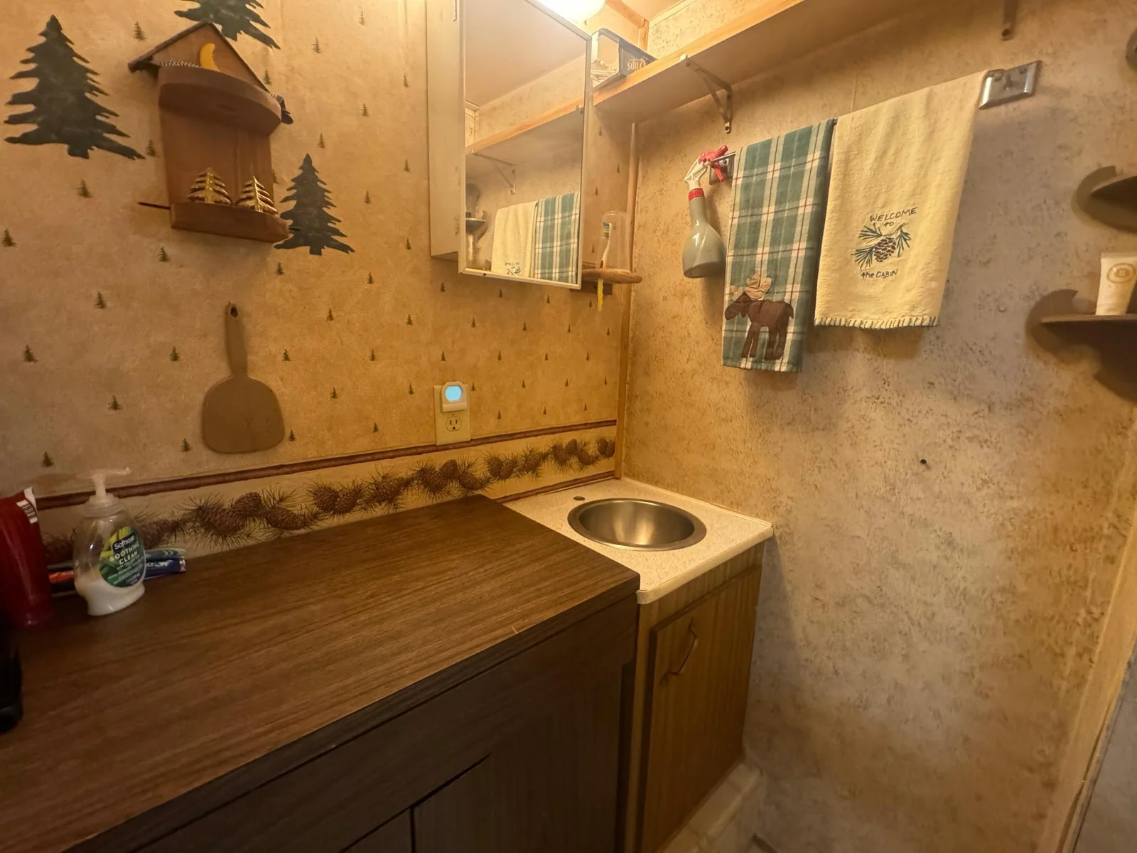 Wash up area with non-functioning sink