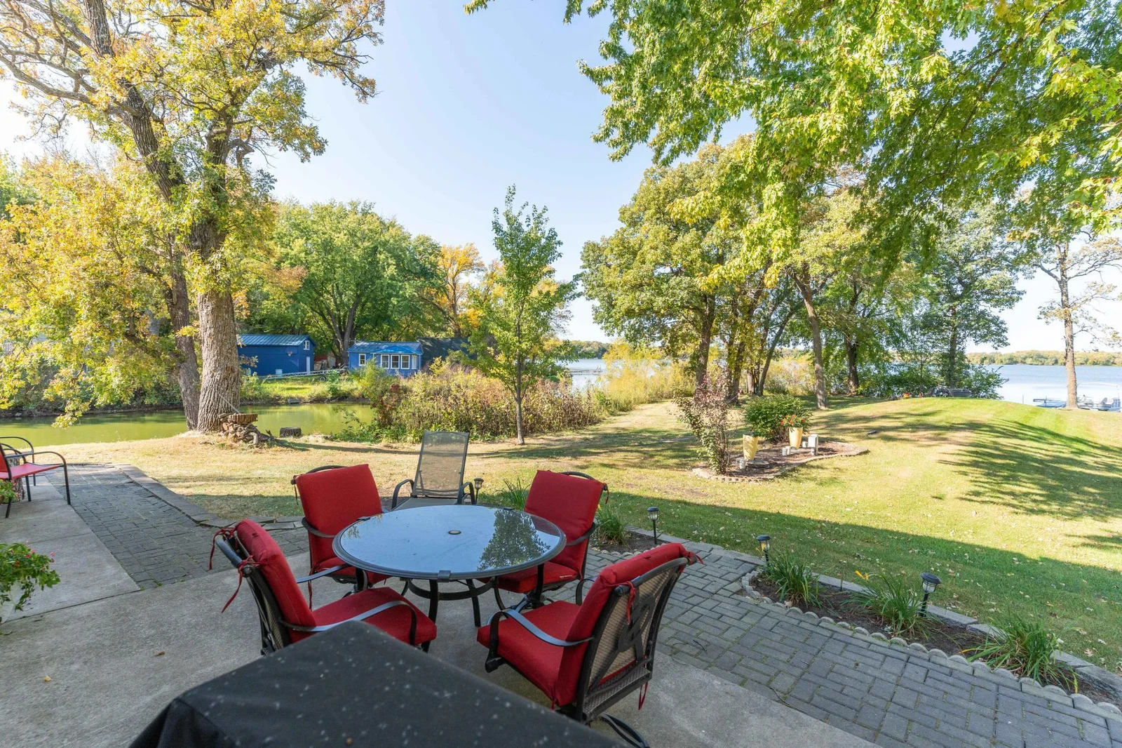 Patio view of the lake and river