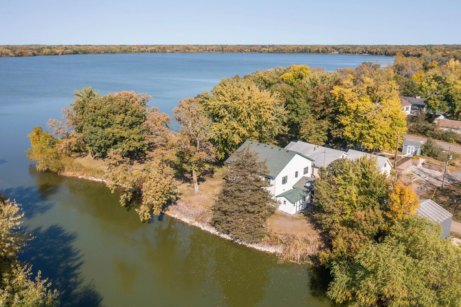 Improved shoreline on lake and river.