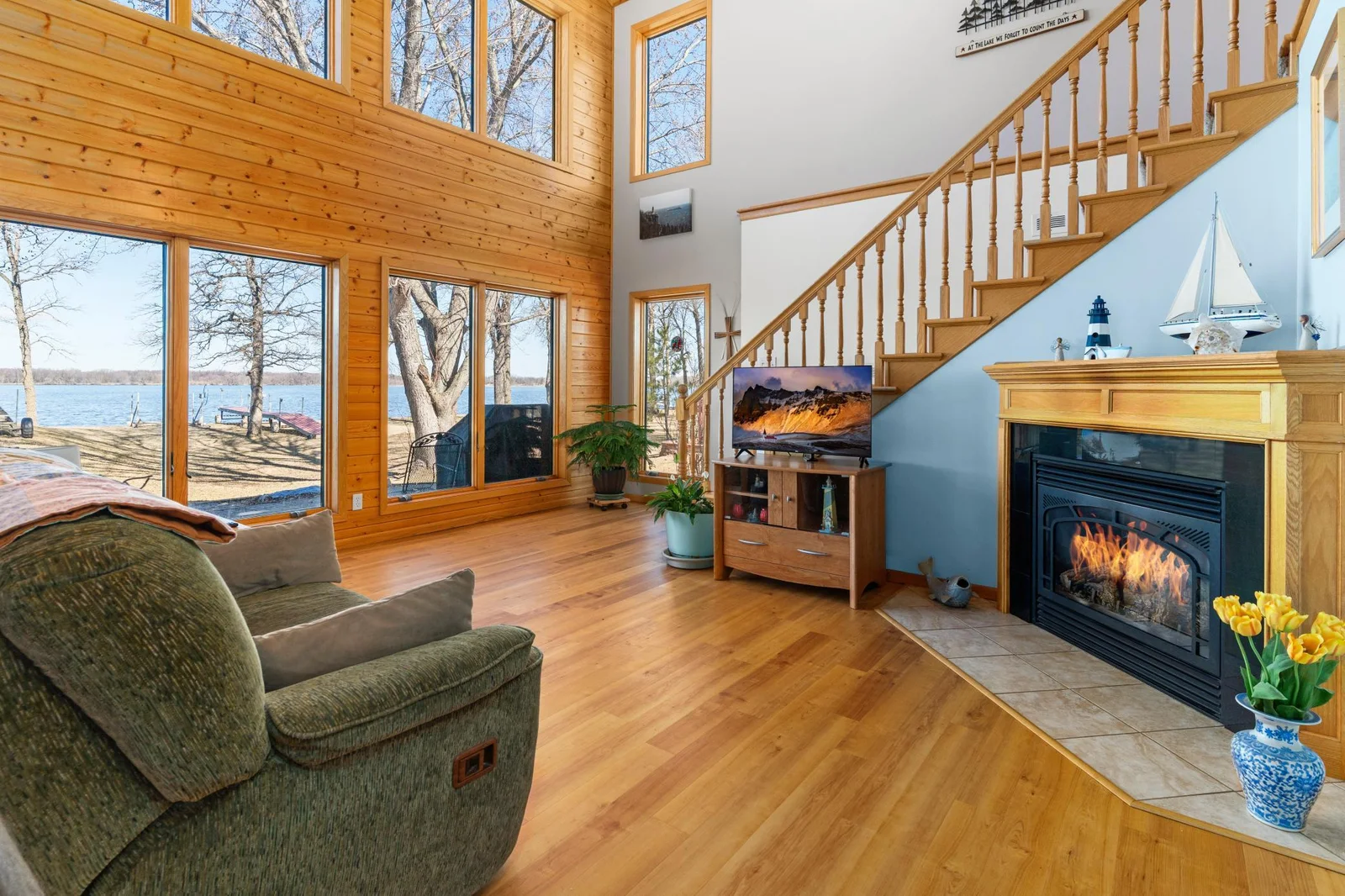 Gas fireplace in living room