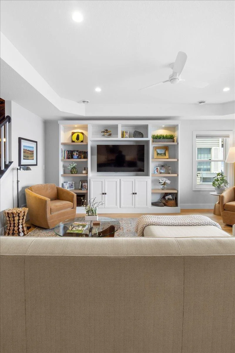 Living Room w/ Built-In Shelves