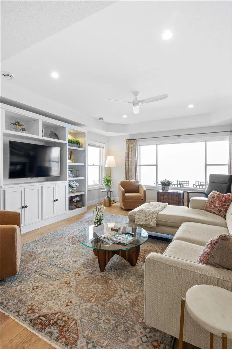 Living Room w/ Built-In Shelves