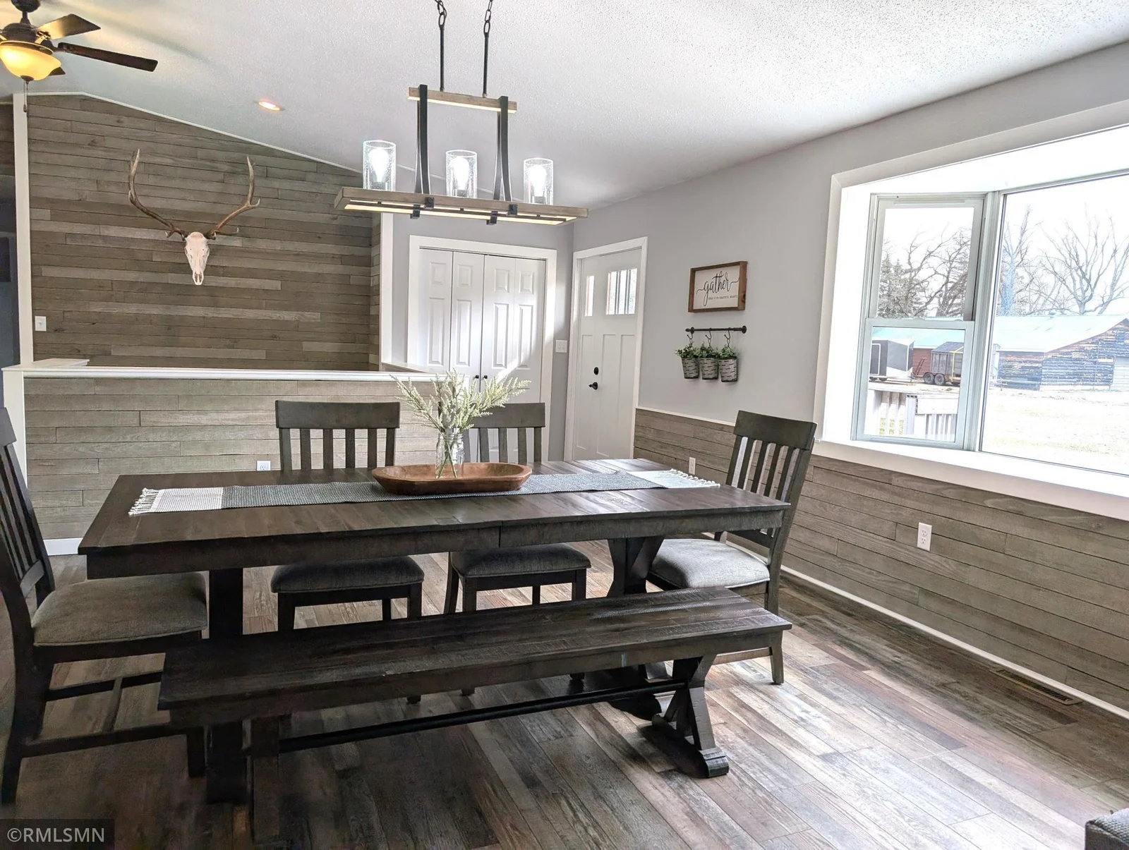 Dining space with bay window
