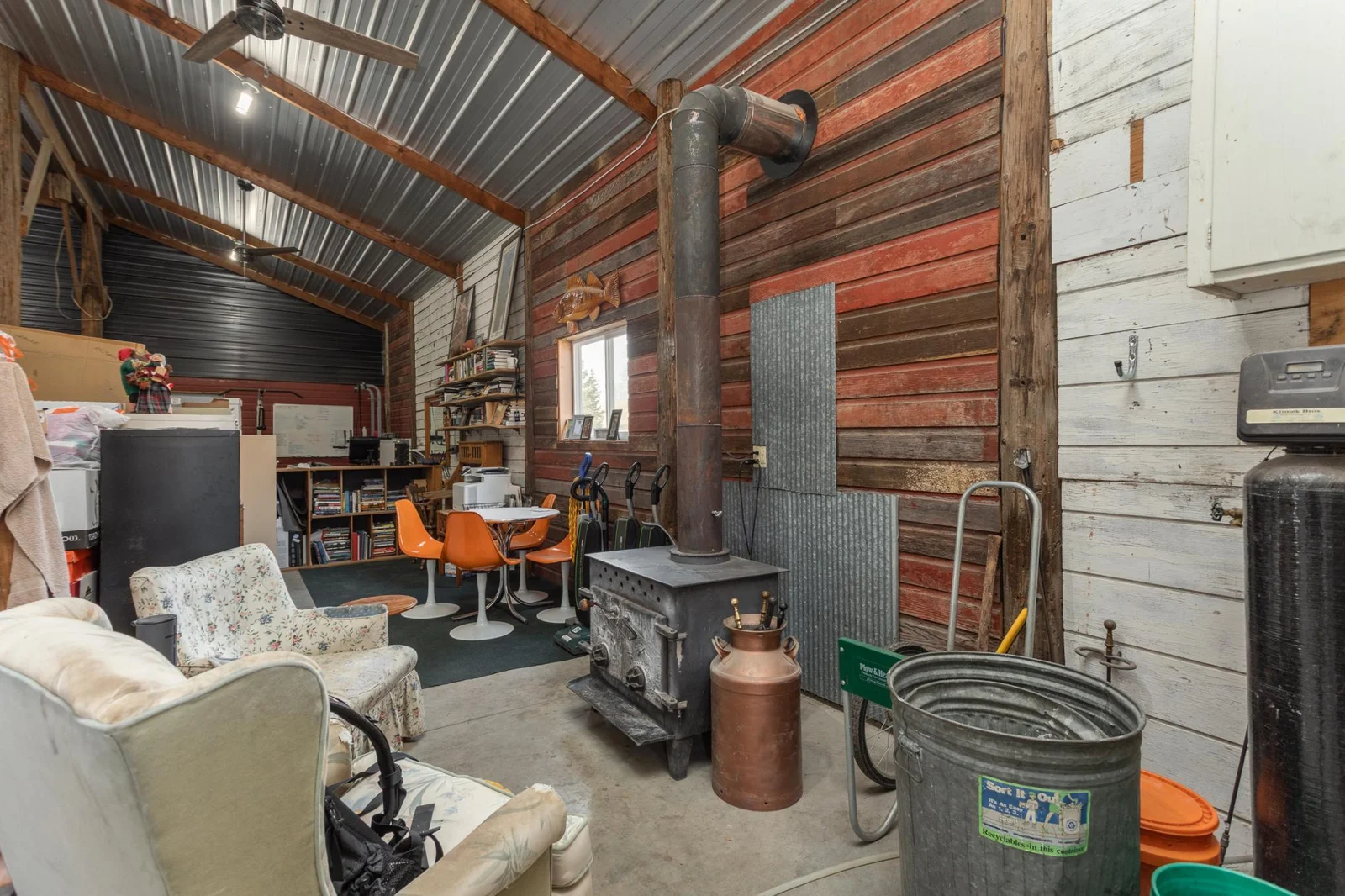 Wood stove office area