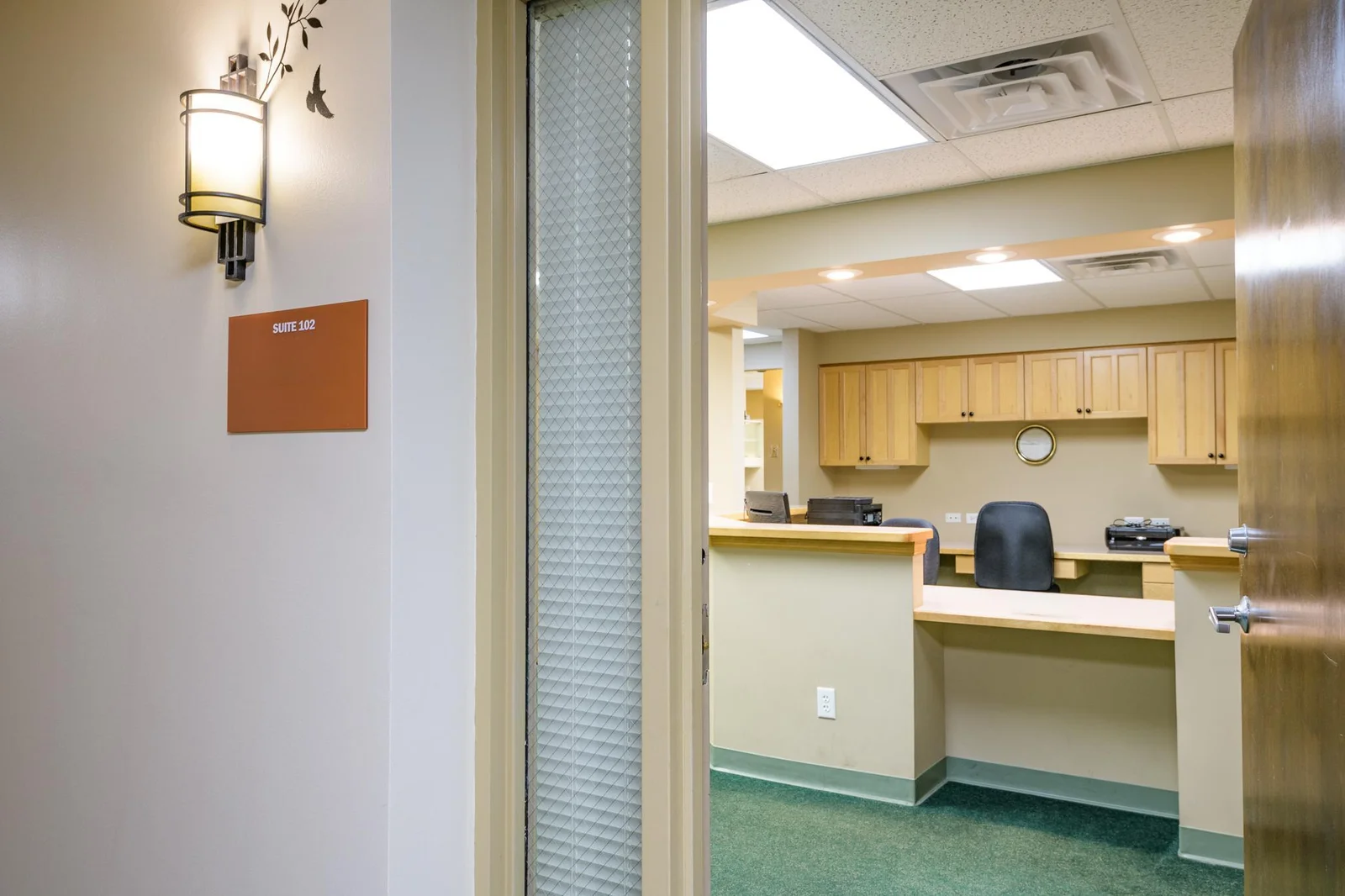 Nicely Updated space is the first door on the right of the first floor