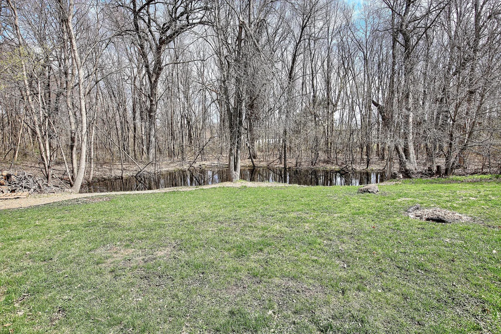Great views of a pond out back.