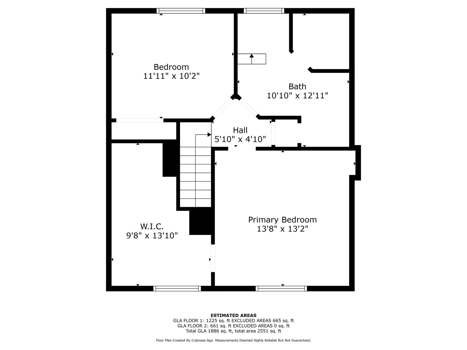 Upper Level Floor Plan with Measurements