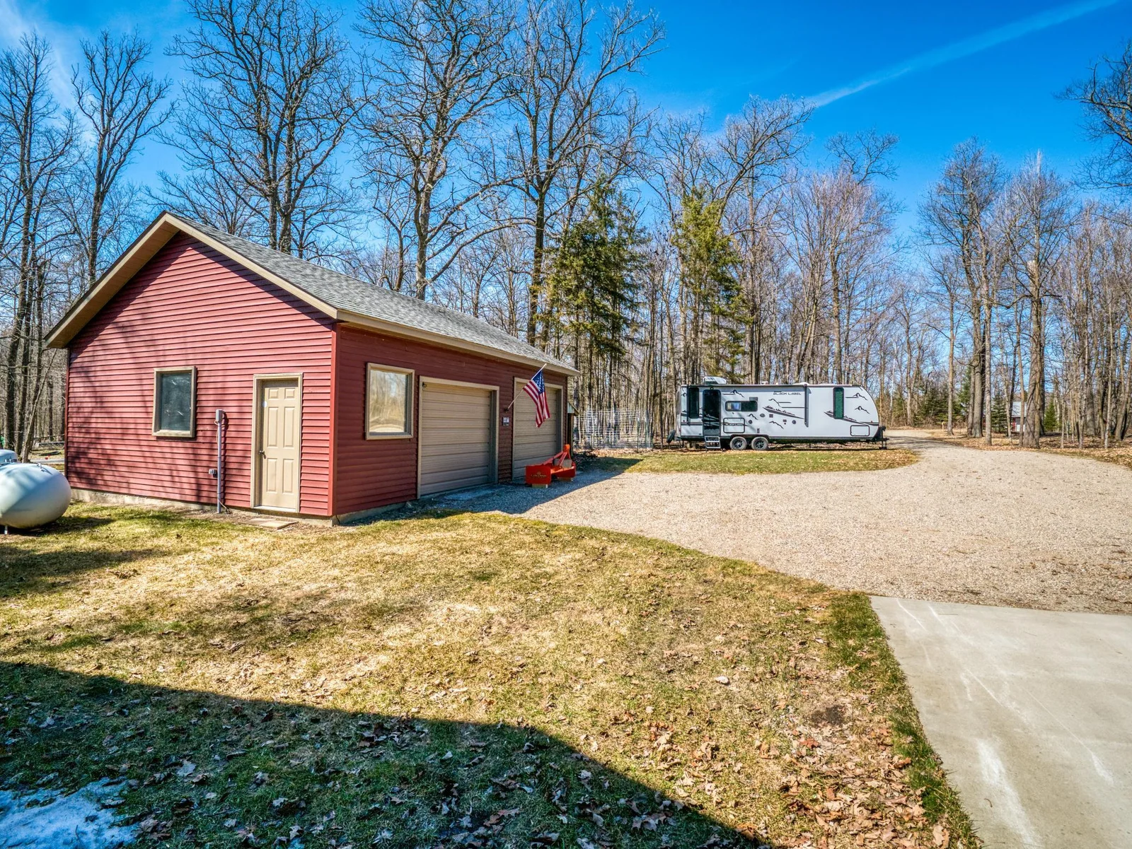 Double detached garage.
