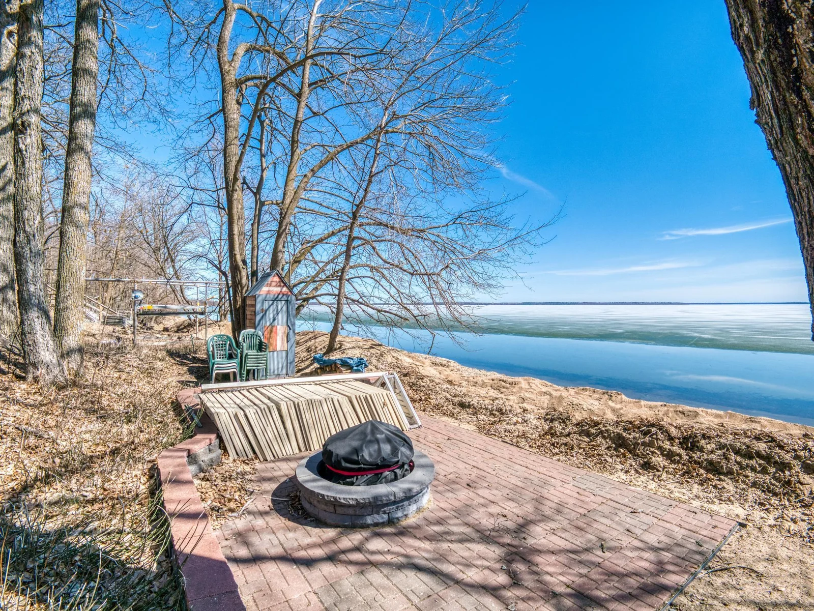 While sitting at the fire pit just off of the shoreline, gazing at the stars, nothing else will matter!