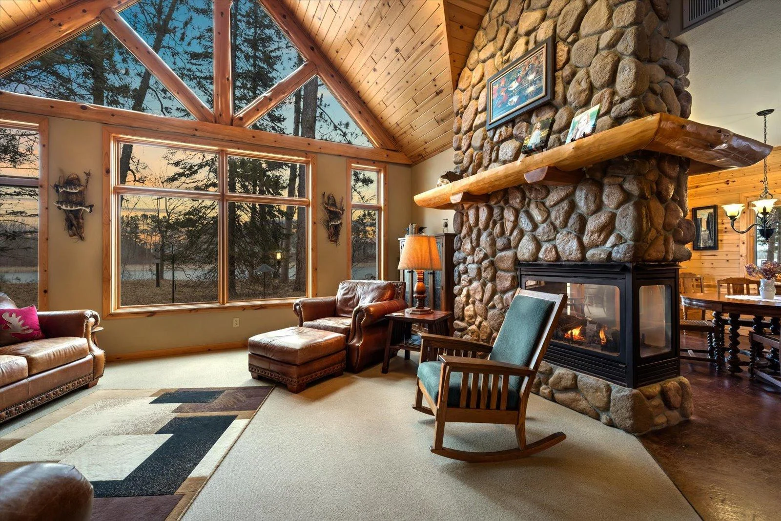3-sided Stone Fireplace
