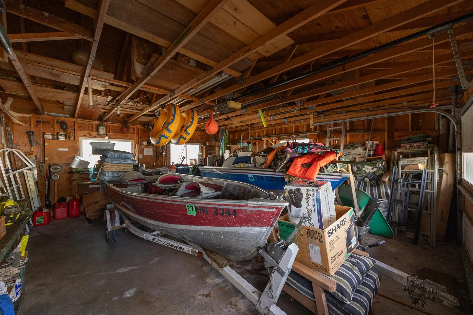Inside photo of garage.