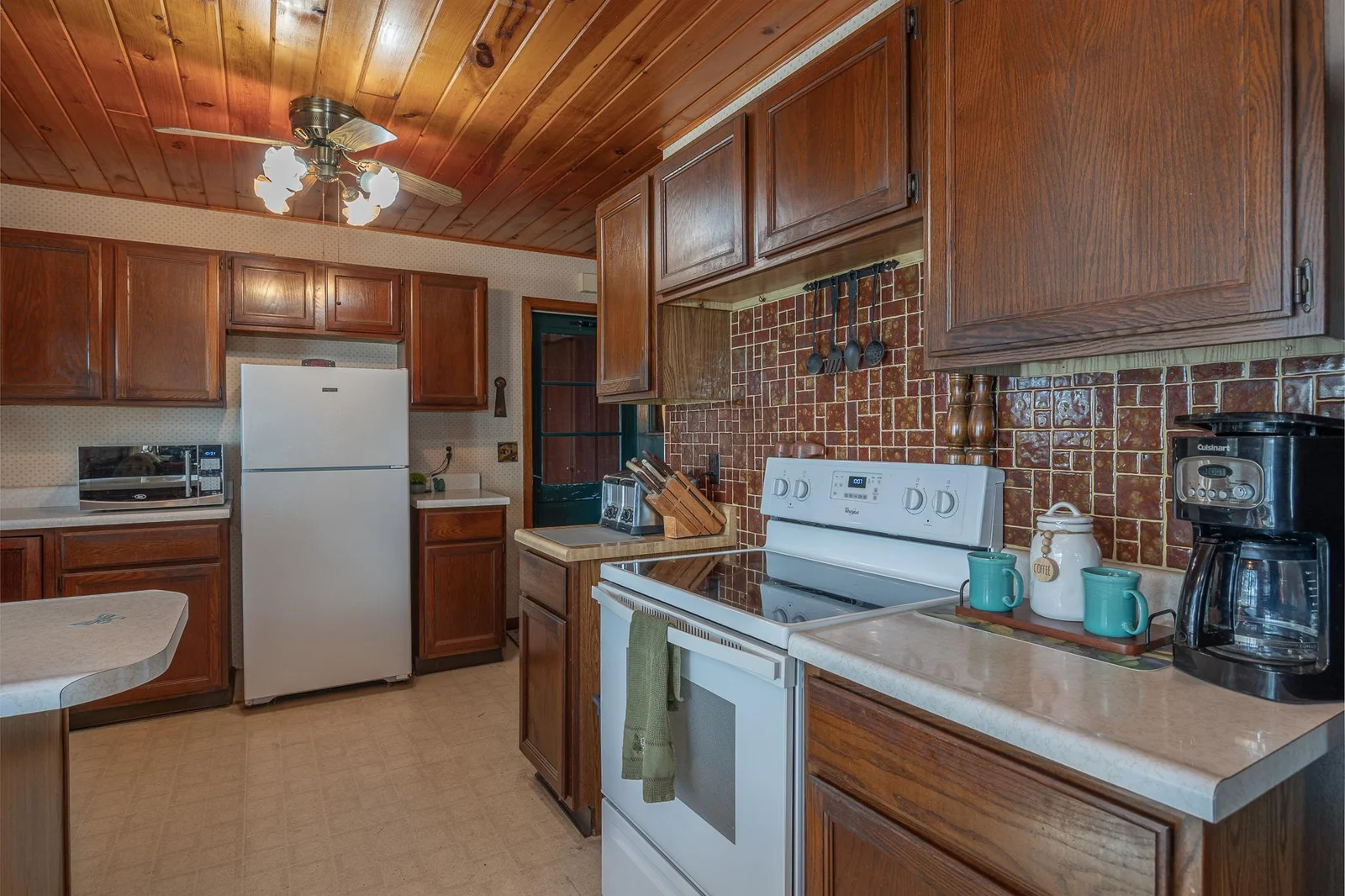 Neat tile accent in kitchen.