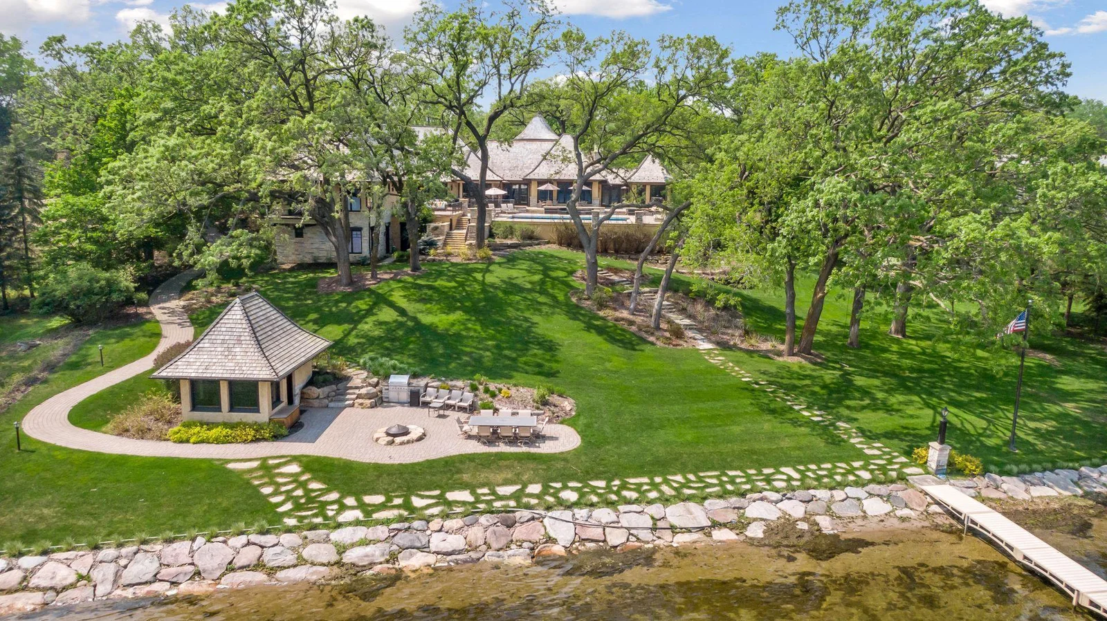 Private lake shore, bonfire patio, and beach house