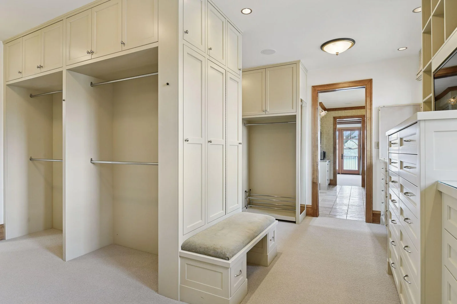 Amazing closet space with built-in storage and organizational components