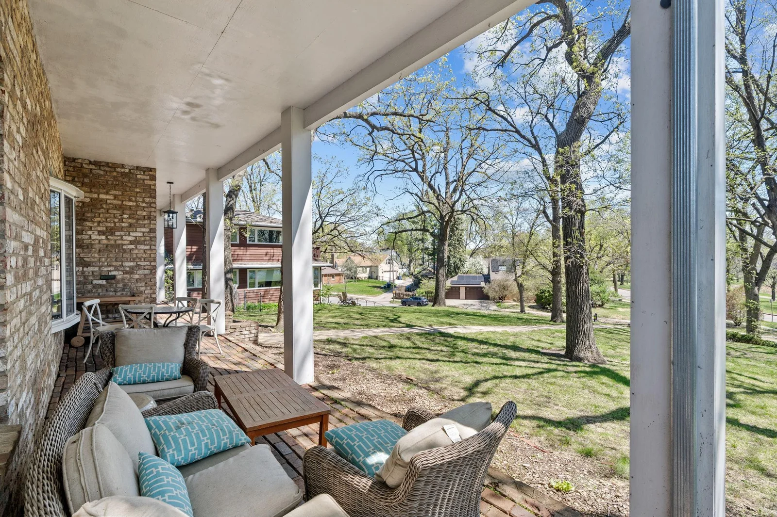 The large, covered front porch.