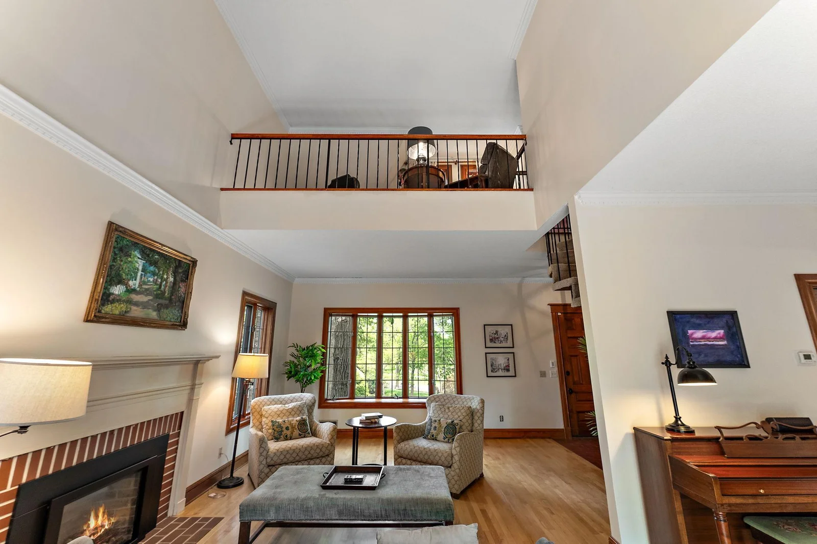 A view of the huge vaulted space with loft office.