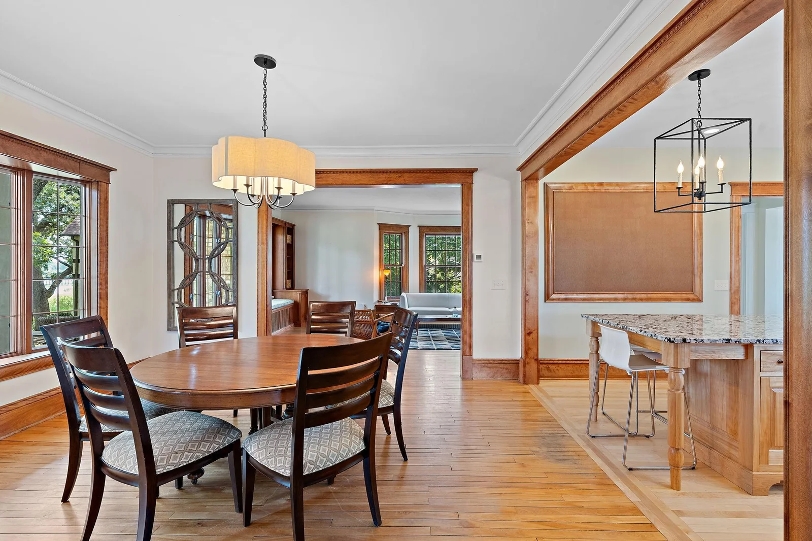 A view from dining room toward living room.
