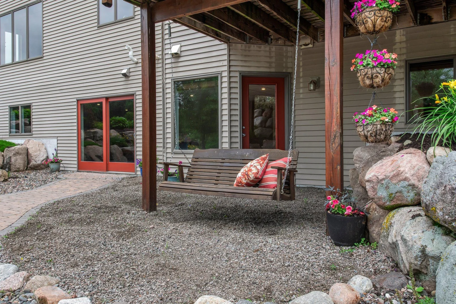 The swing underneath the deck is a great place to relax.