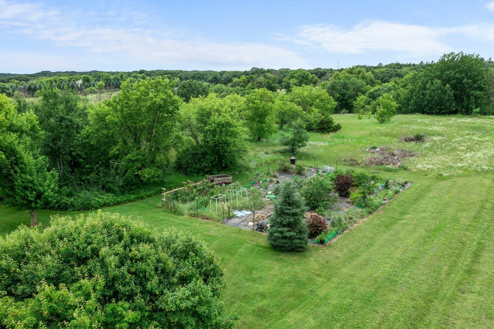 This 15 acre property includes plenty of space to garden.