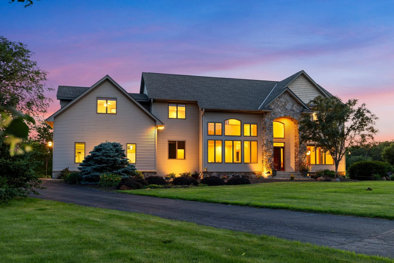 The front of this property is lined with windows, allowing for lots of natural light.