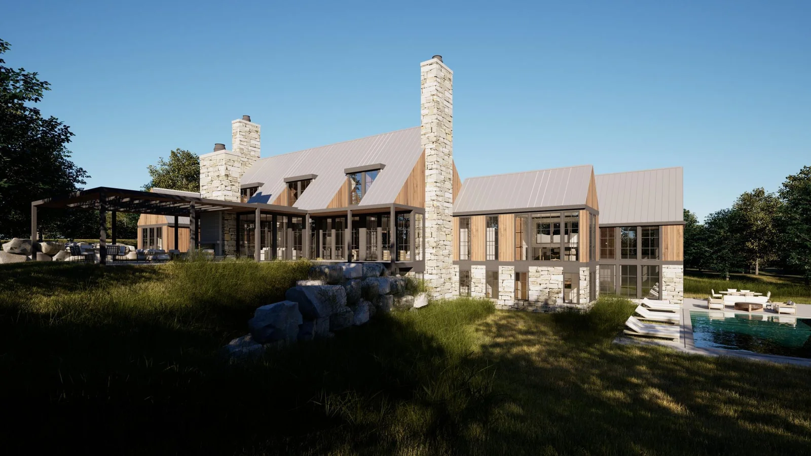 970 Honey Hill concept towards upper terrace facing west