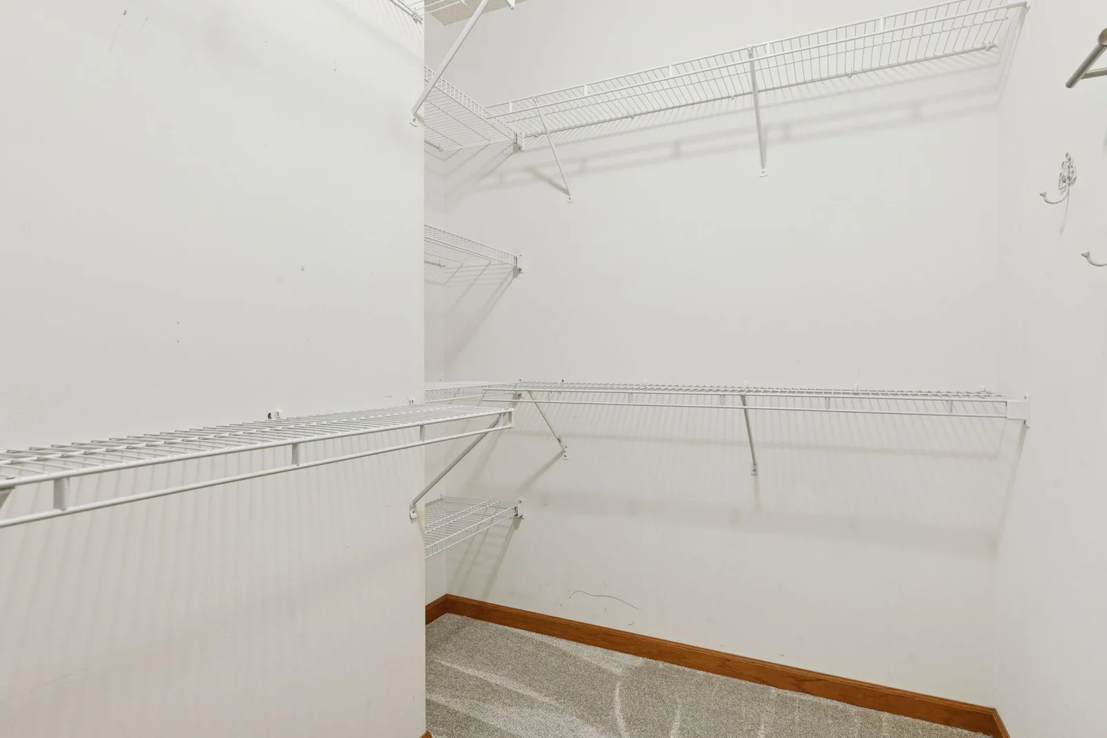Walk in closet off primary with plenty of shelf and hanging space.