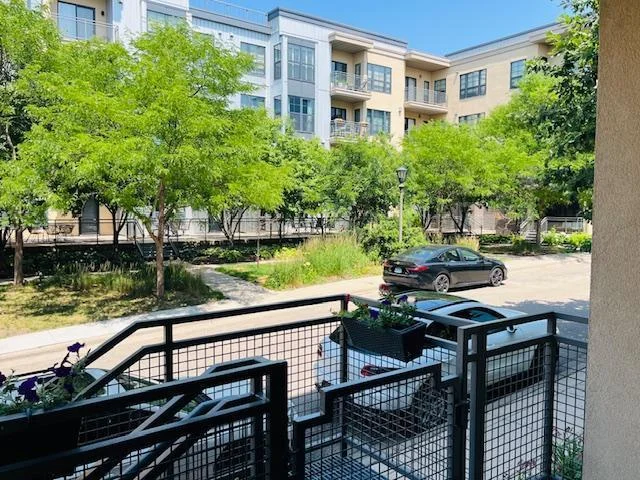 View off porch. Parking in front of unit.