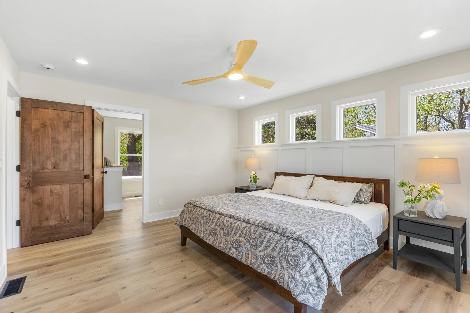 Spacious and bright! Paneled accent wall