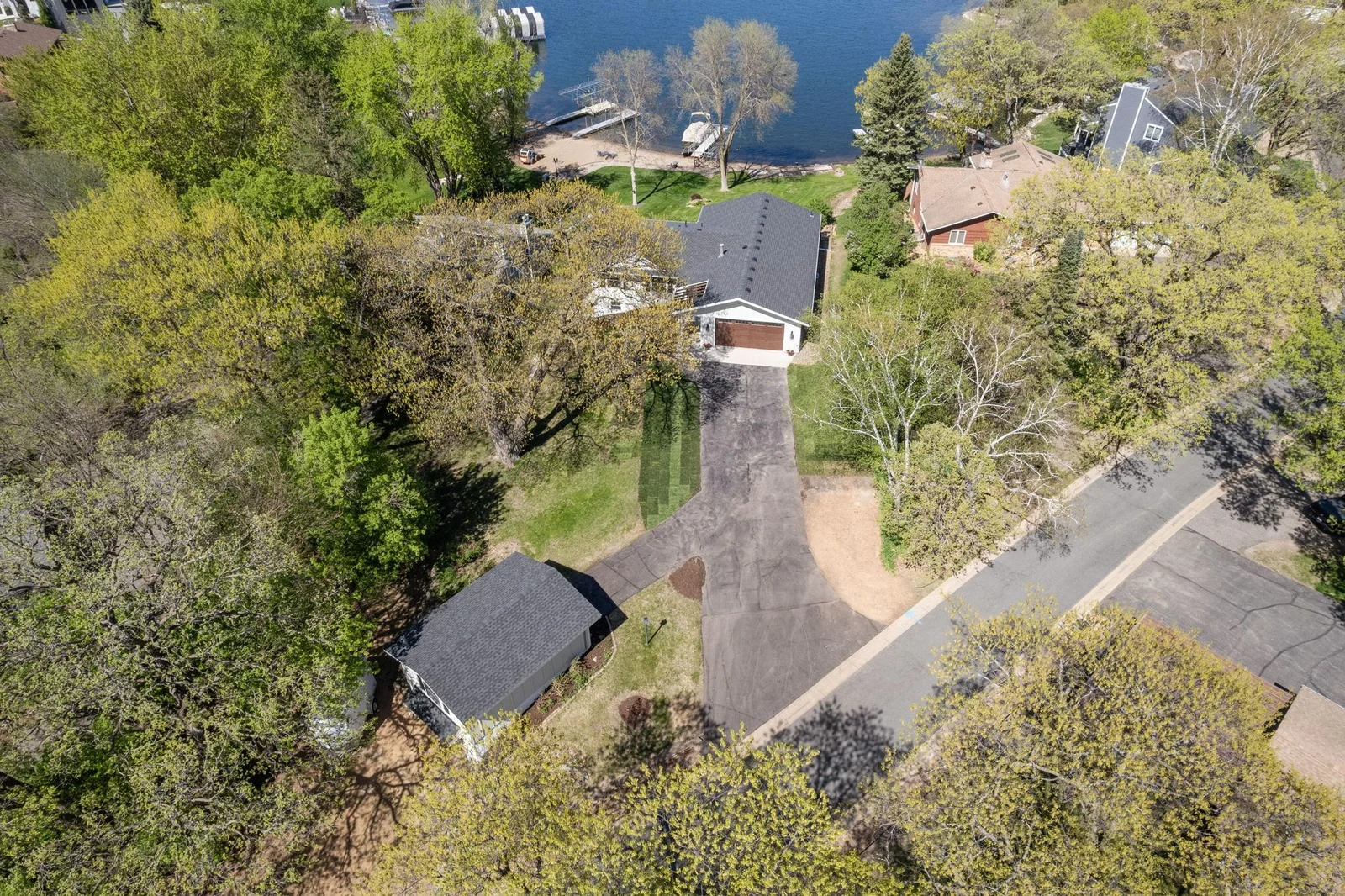 Aerial view of the lot - shows how much parking you get with this property!