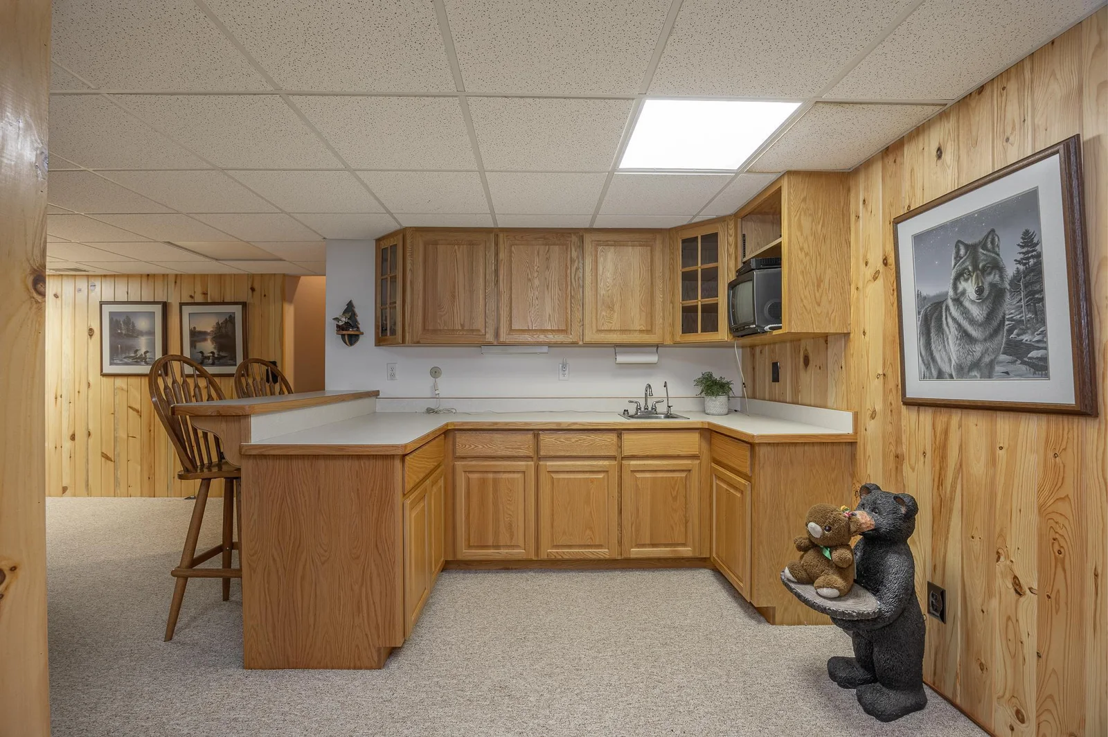 Lower level kitchen.