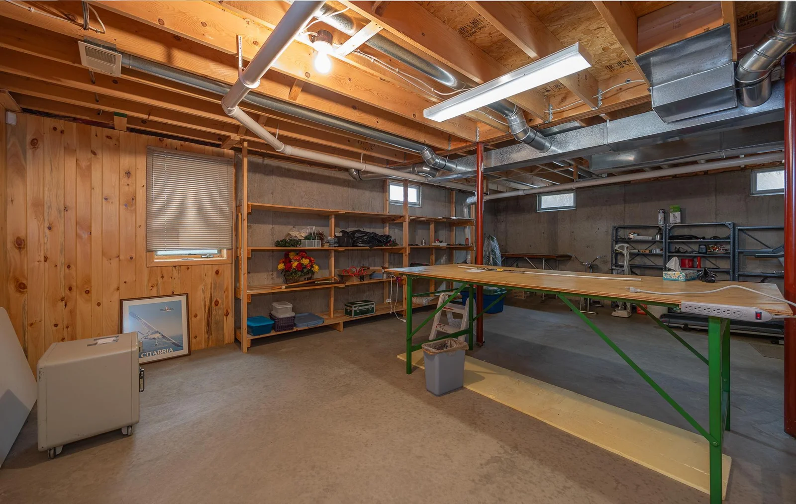 Lower level unfinished space.