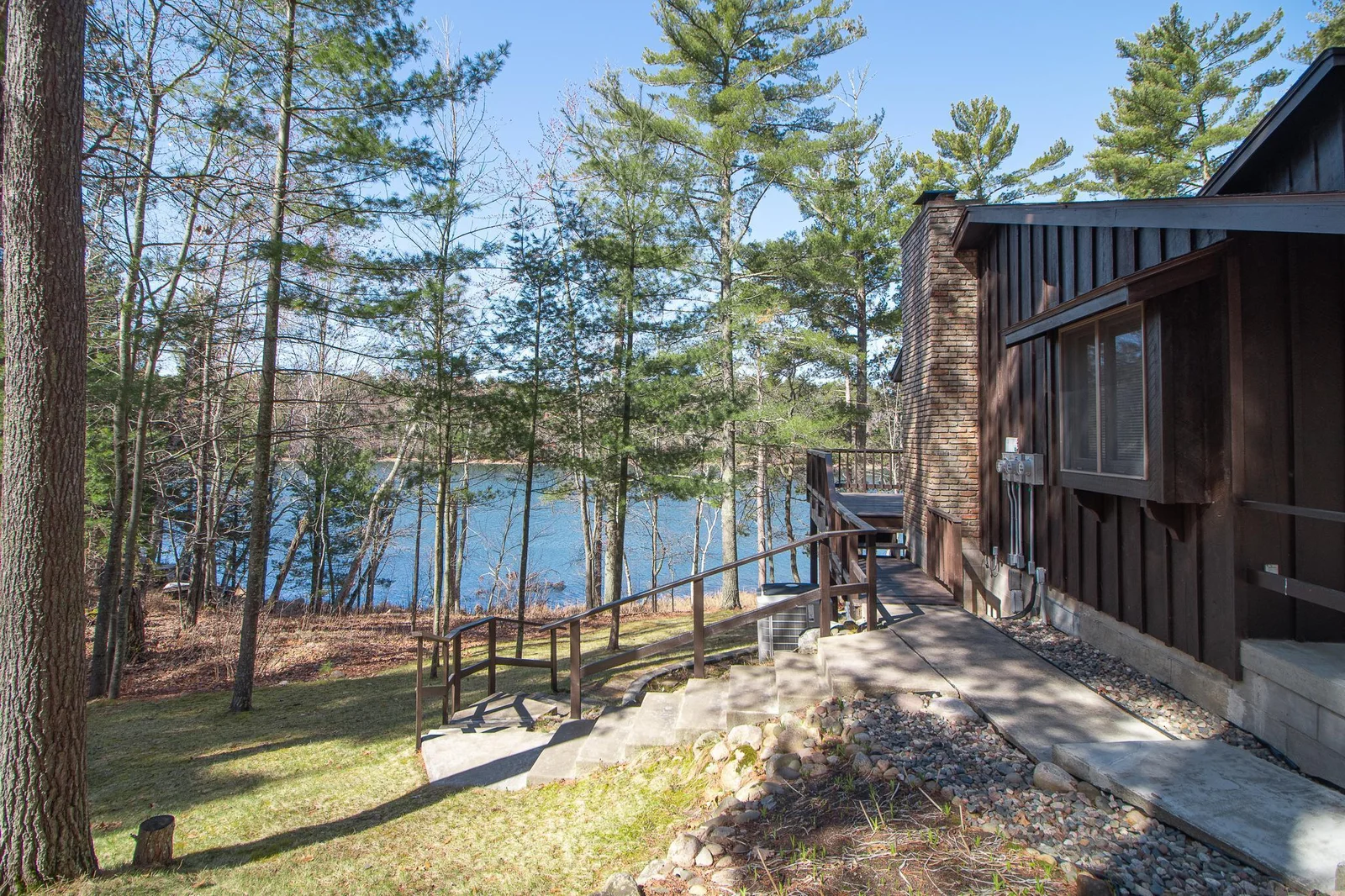 Side steps from deck to yard and lake