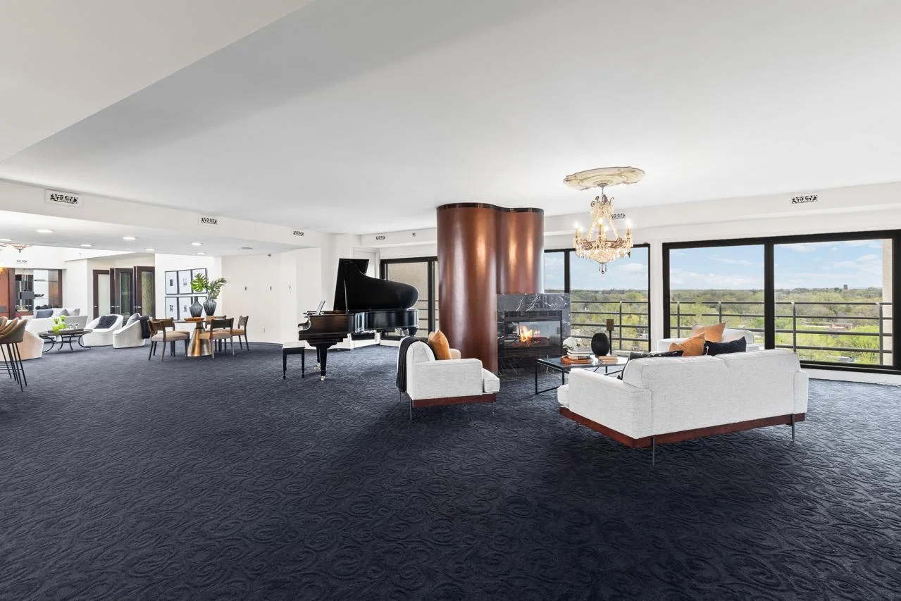 Living Room flows into Music Room and has access to Balcony