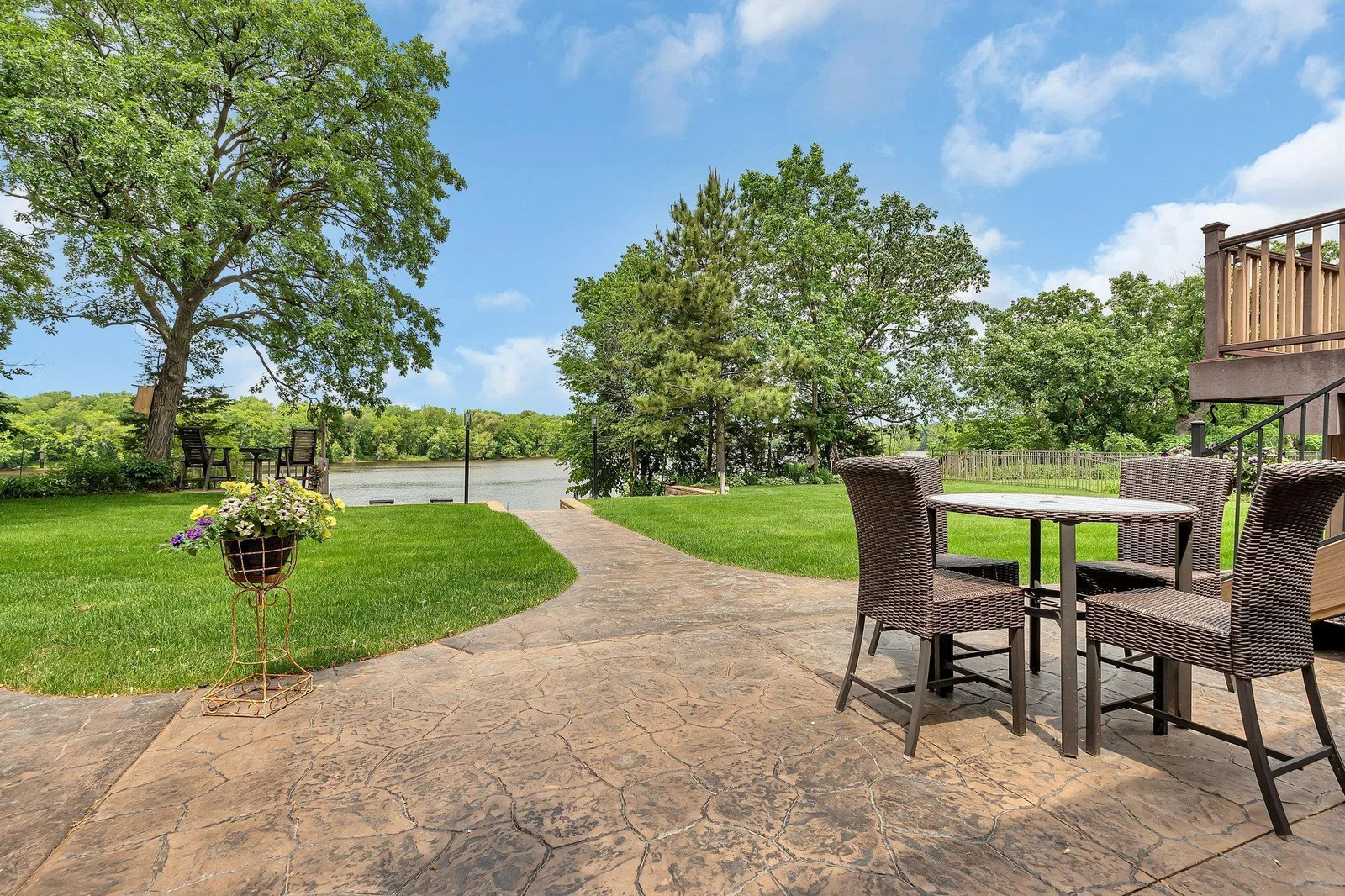 Patio creates another outdoor living area.