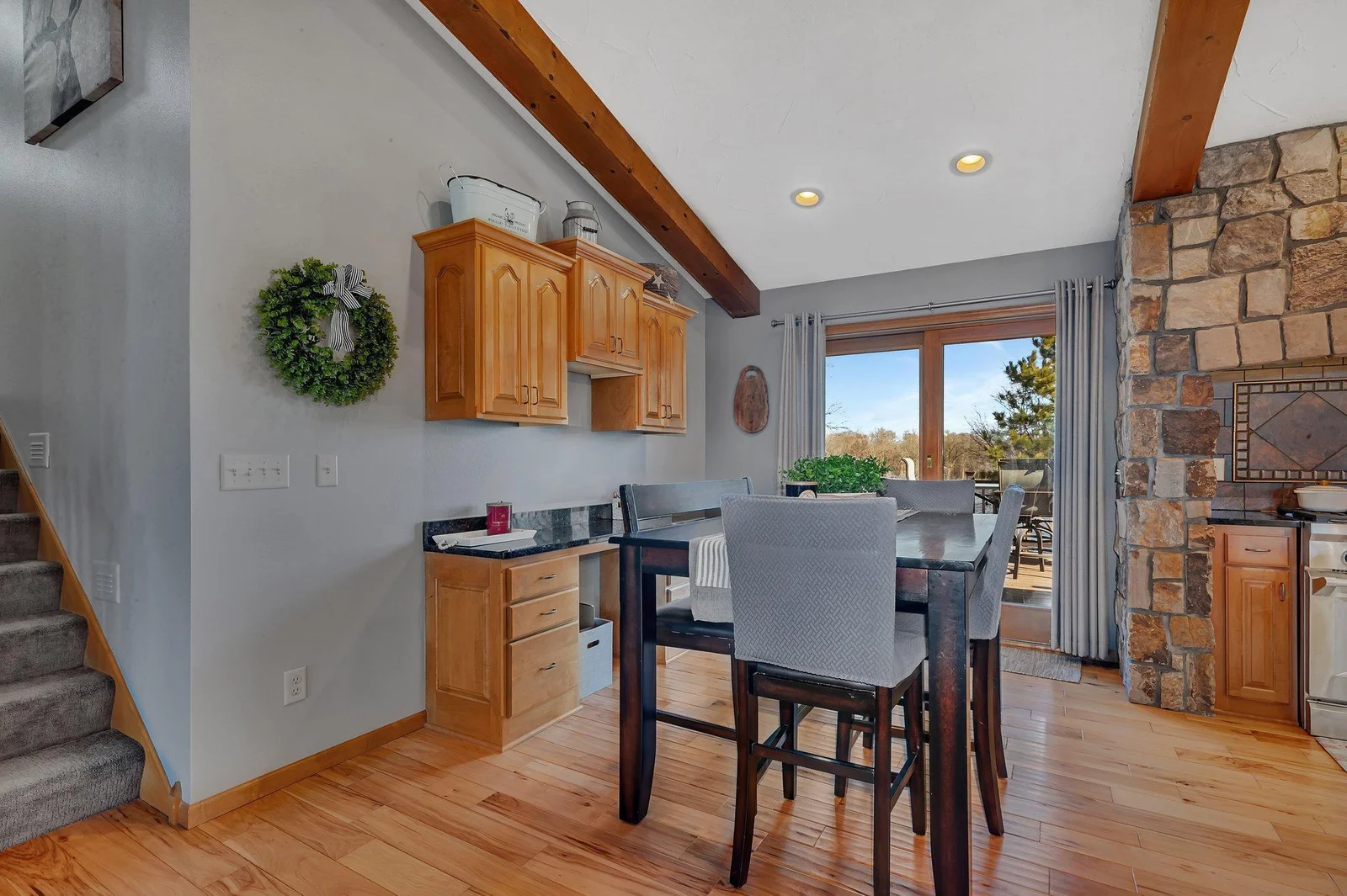 Dining area with added storage and buffet.