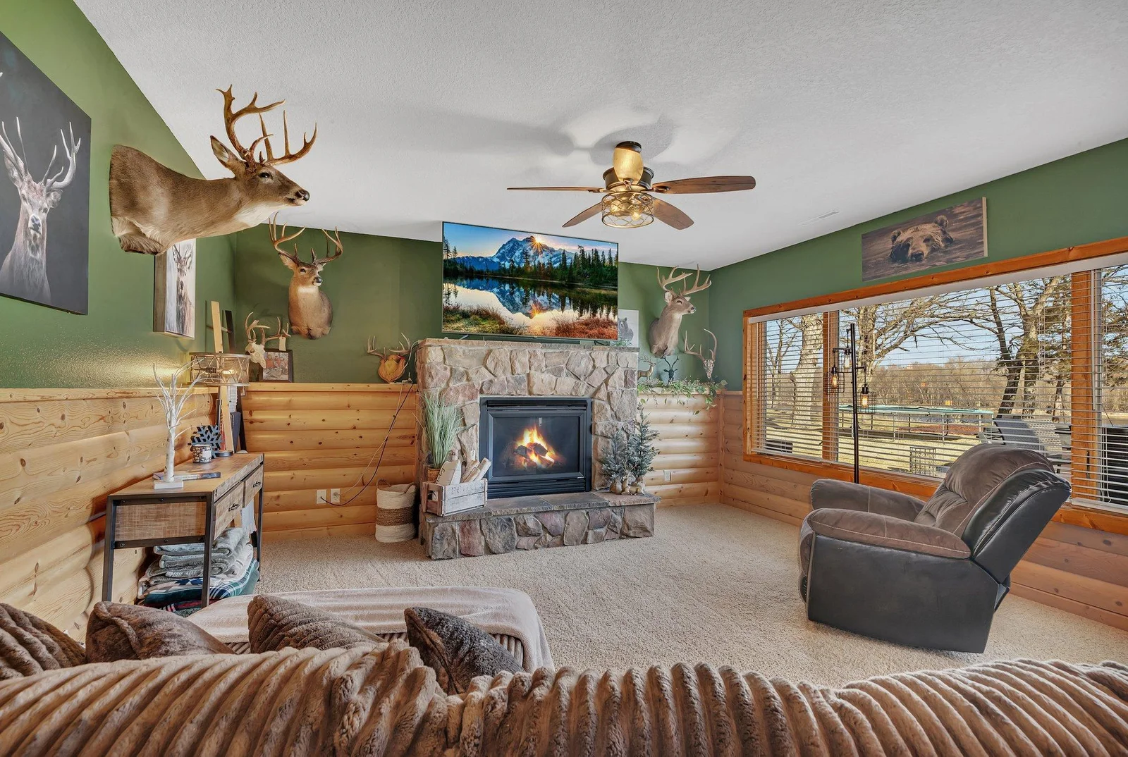 Relax by the cozy fireplace.