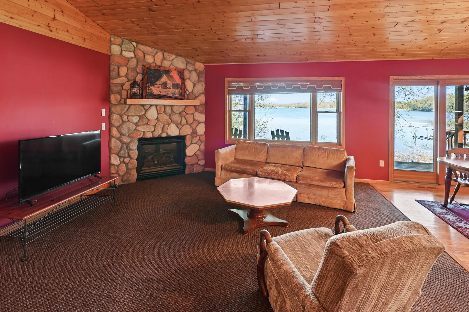 Beautiful, stone, gas fireplace