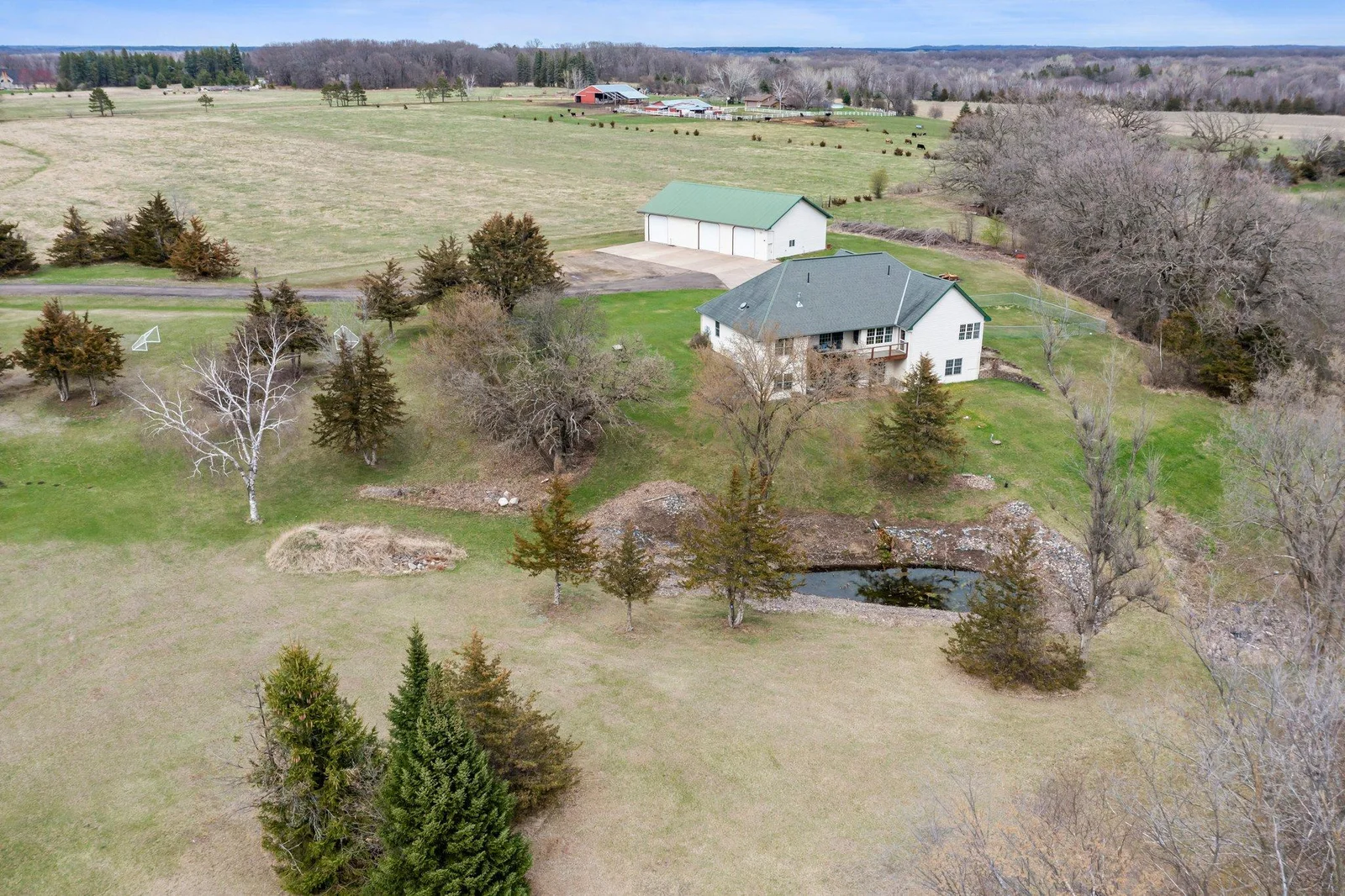 Backyard view with private pond