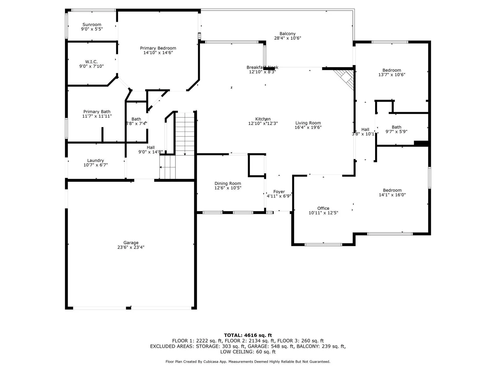 Main level floor plan with attached garage