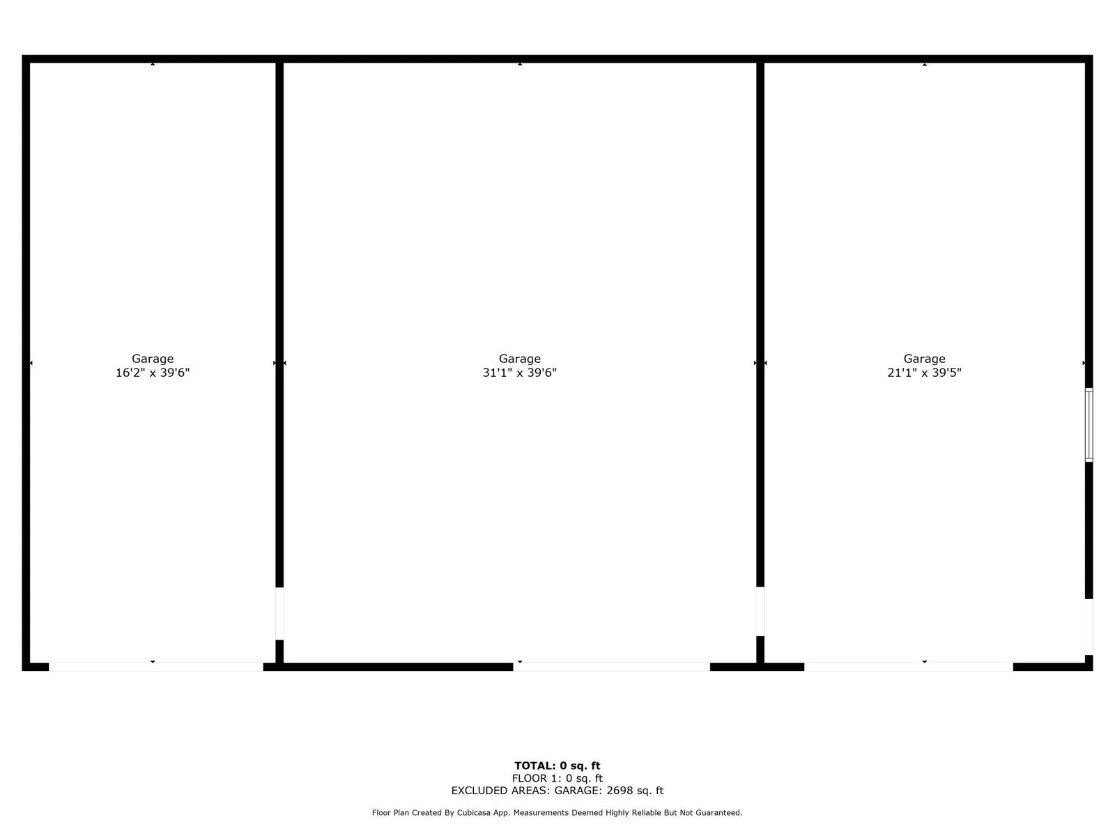 Extra large detached garage floor plan (attached garage not included)