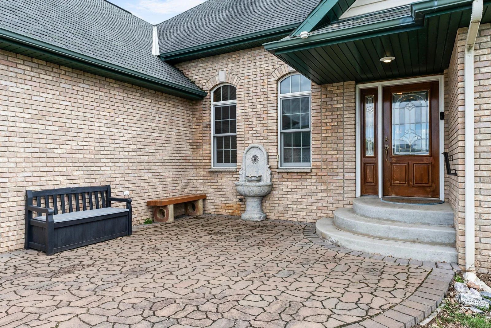 Stamped concrete front patio!