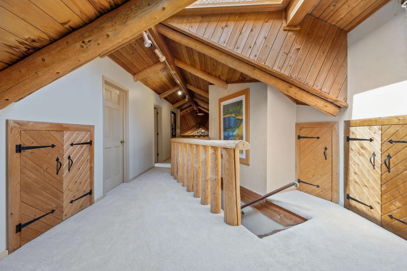 Upper level stairway landing