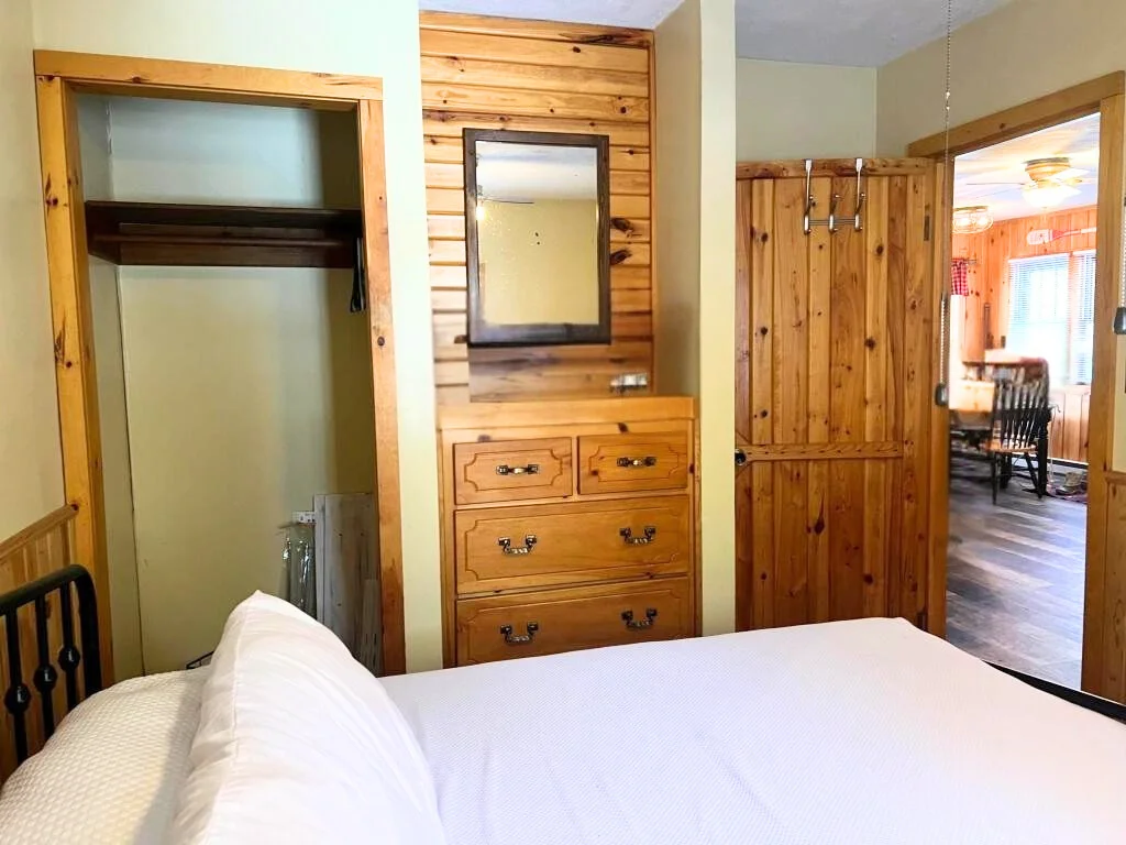 King size bed with built-in vanity/dresser!