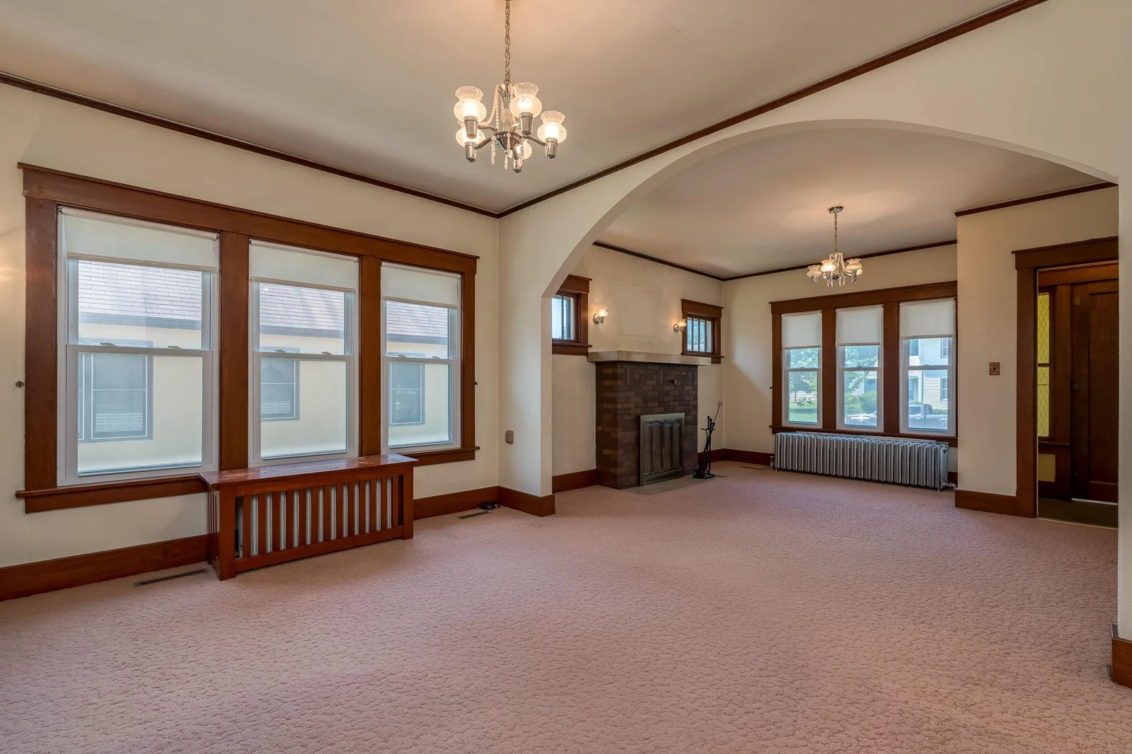 Dining space is open to living room