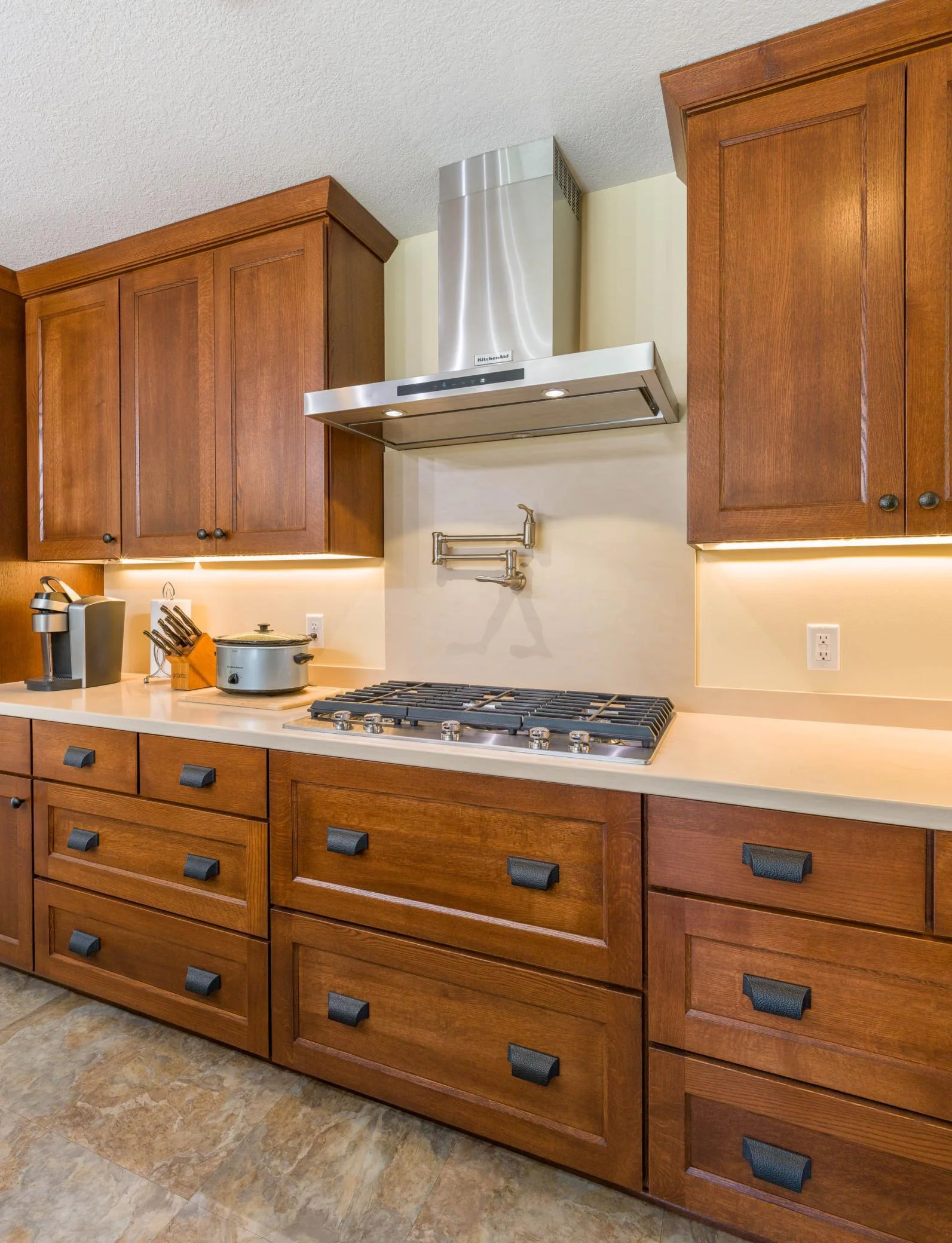 Professional-grade kitchen with pot filler faucet