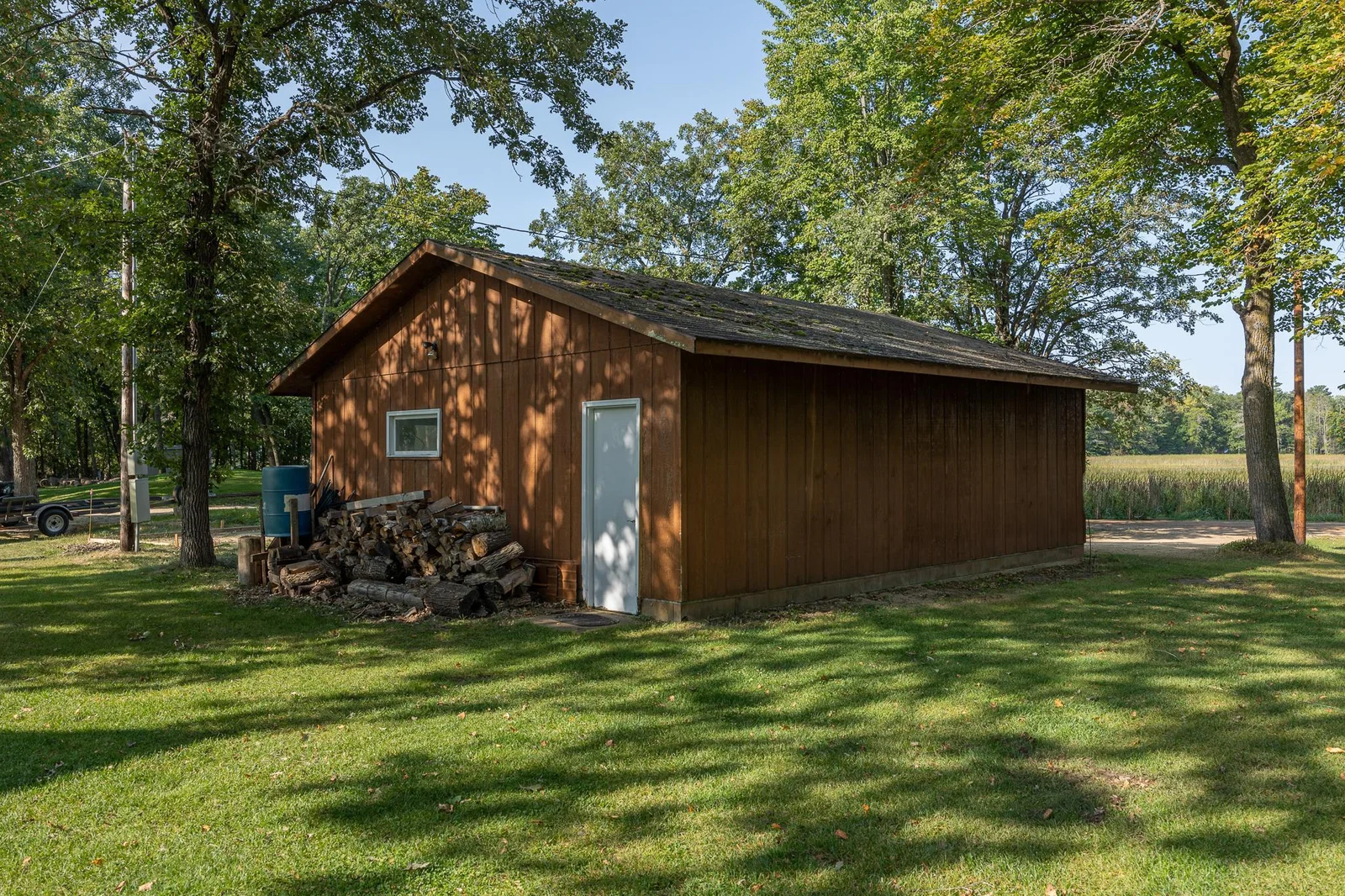 Two stall garage large enough for vehicles or lake toys.