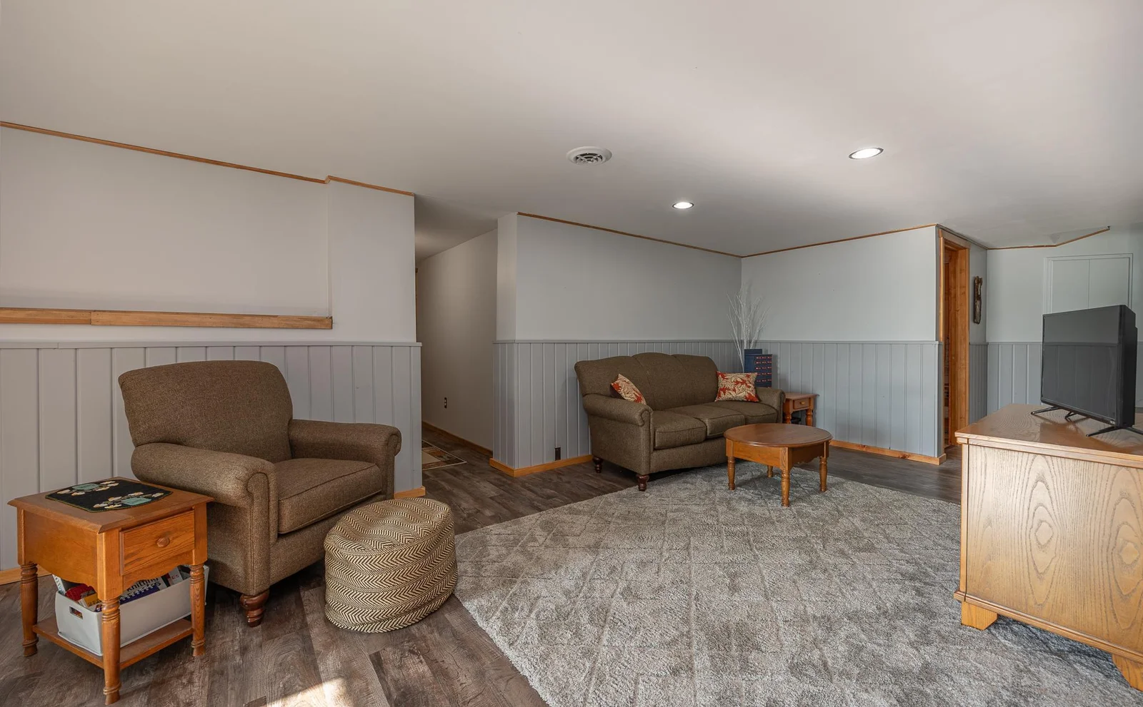 Lower level entertainment space.