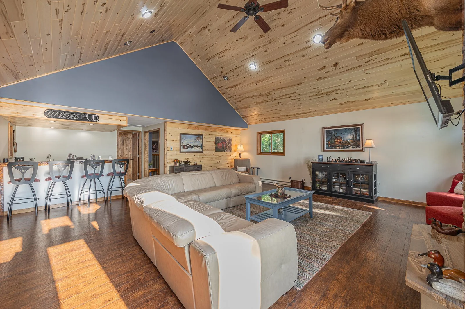 Hardwood floors accent this beautiful space.